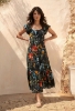 Picture of Midnight Botanical Print Midi Dress