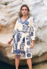 Picture of Azure Block Print Belted Midi Dress