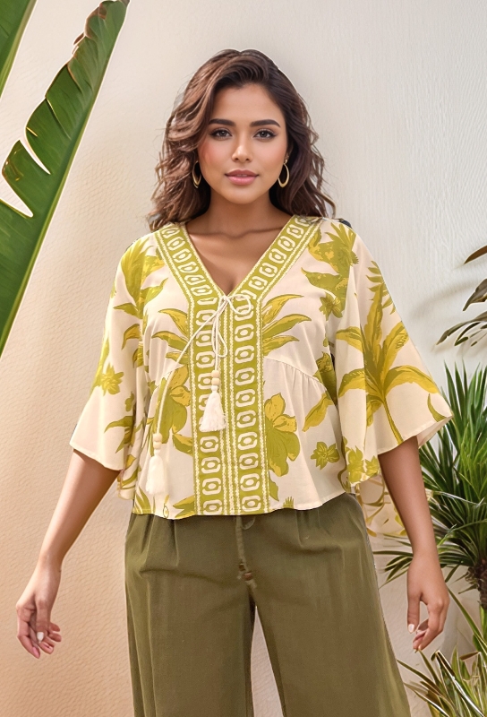 Picture of Lime Tropical Breeze Peplum Top