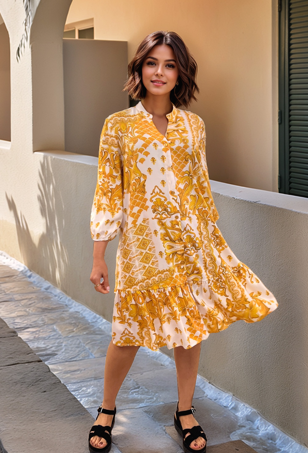 Picture of Golden Baroque Mosaic Dress